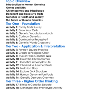 Human Genetics Worksheet Activity Booklet