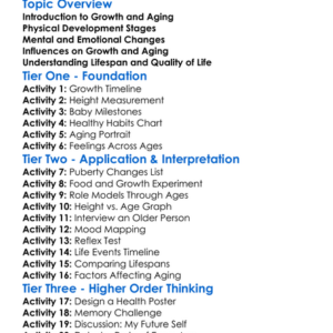 Human Growth And Aging Worksheet Activity Booklet