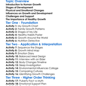Human Growth And Development Worksheet Activity Booklet