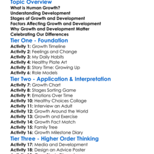 Human Growth And Development Worksheet Activity Booklet