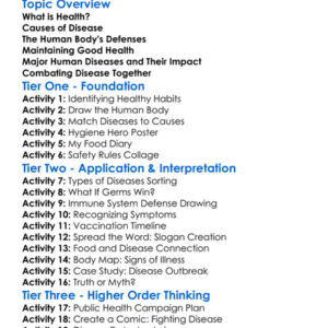 Human Health And Disease Worksheet Activity Booklet