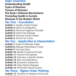 Human Health And Diseases Worksheet Activity Booklet