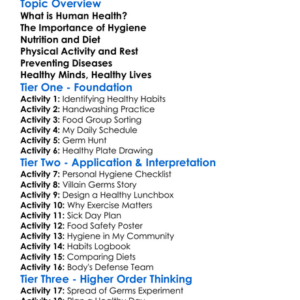 Human Health And Hygiene Worksheet Activity Booklet