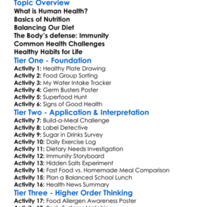 Human Health And Nutrition Worksheet Activity Booklet