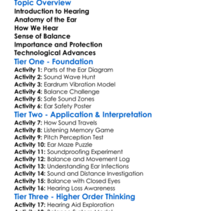 Human Hearing And Balance Worksheet Activity Booklet