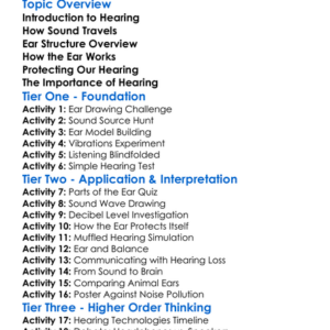 Human Hearing And Ear Structure Worksheet Activity Booklet