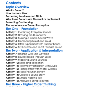Human Hearing And Sound Perception Worksheet Activity Booklet