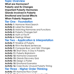 Human Hormones And Puberty Worksheet Activity Booklet
