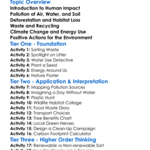 Human Impact On Environment Worksheet Activity Booklet