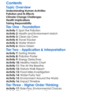 Human Impact On Health And Environment Worksheet Activity Booklet