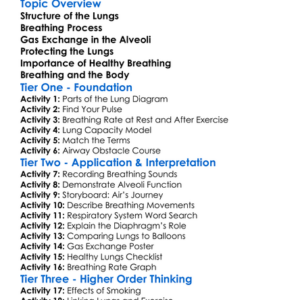 Human Lungs And Breathing Worksheet Activity Booklet