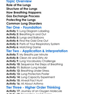 Human Lungs Worksheet Activity Booklet