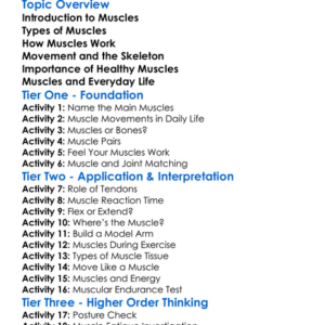 Human Muscles And Movement Worksheet Activity Booklet