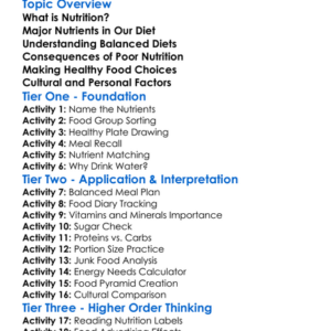 Human Nutrition And Balanced Diets Worksheet Activity Booklet