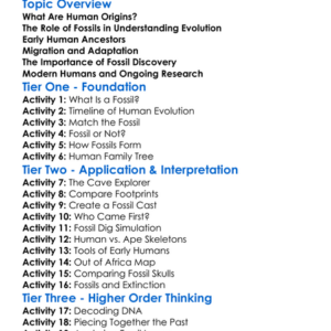 Human Origins And Fossils Worksheet Activity Booklet