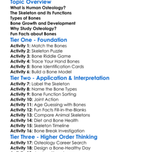 Human Osteology Worksheet Activity Booklet