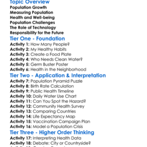 Human Population And Health Worksheet Activity Booklet