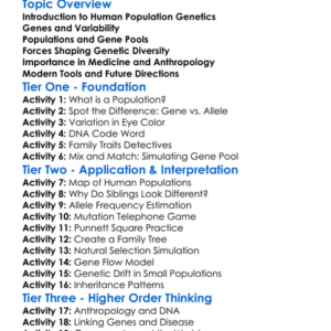 Human Population Genetics Worksheet Activity Booklet