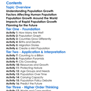 Human Population Growth And Implications Worksheet Activity Booklet