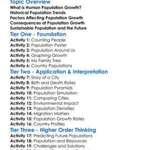 Human Population Growth Worksheet Activity Booklet