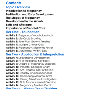Human Pregnancy And Development Worksheet Activity Booklet