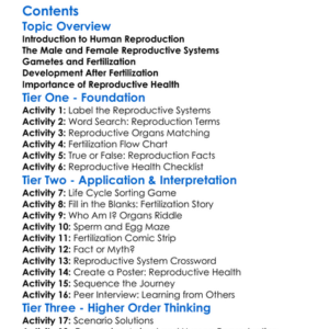 Human Reproduction And Fertilization Worksheet Activity Booklet