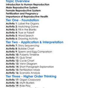 Human Reproductive System Worksheet Activity Booklet