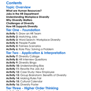 Human Resources And Workplace Diversity Worksheet Activity Booklet