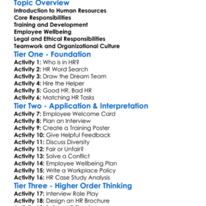 Human Resources Fundamentals Worksheet Activity Booklet