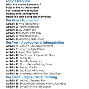 Human Resources Worksheet Activity Booklet