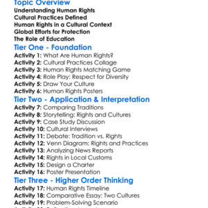 Human Rights And Cultural Practices Worksheet Activity Booklet