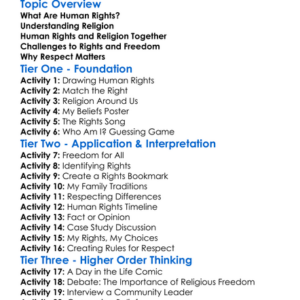 Human Rights And Religion Worksheet Activity Booklet