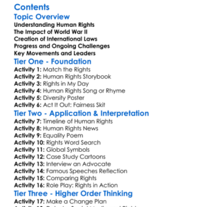 Human Rights Developments Post-1945 Worksheet Activity Booklet