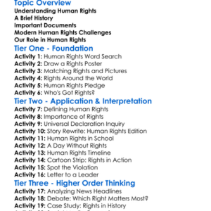 Human Rights Developments Worksheet Activity Booklet