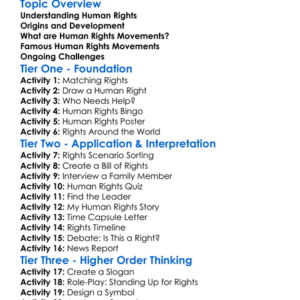 Human Rights Movements Worksheet Activity Booklet