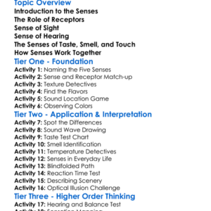 Human Senses And Receptors Worksheet Activity Booklet