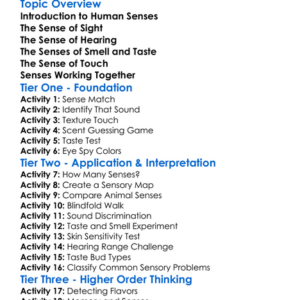 Human Senses And Sensory Organs Worksheet Activity Booklet