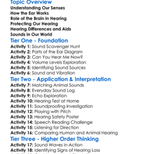 Human Senses Hearing Worksheet Activity Booklet