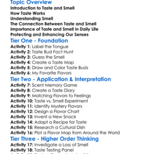 Human Senses Taste And Smell Worksheet Activity Booklet