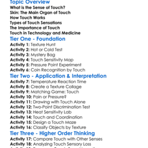 Human Senses Touch Worksheet Activity Booklet