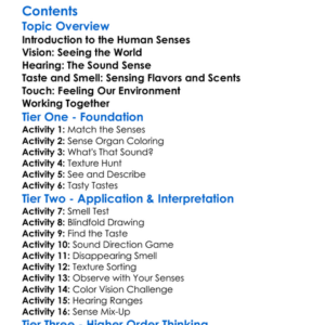 Human Senses Vision Hearing Taste Smell And Touch Worksheet Activity Booklet