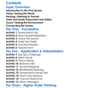 Human Senses Vision Hearing Taste Smell Touch Worksheet Activity Booklet