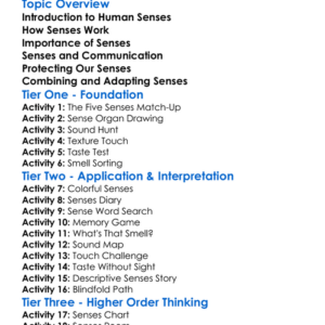 Human Senses Worksheet Activity Booklet