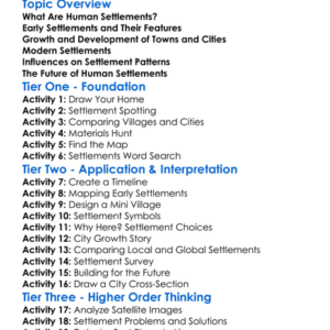 Human Settlement Evolution Worksheet Activity Booklet