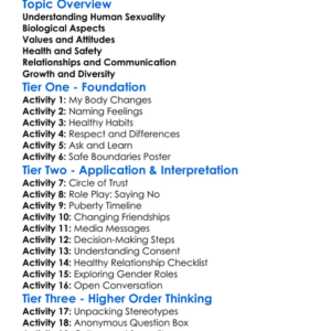 Human Sexuality Worksheet Activity Booklet