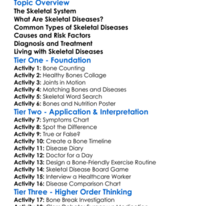 Human Skeletal Diseases Worksheet Activity Booklet