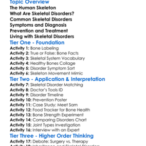 Human Skeletal Disorders Worksheet Activity Booklet