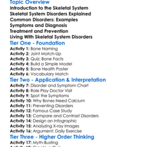 Human Skeletal System Disorders Worksheet Activity Booklet