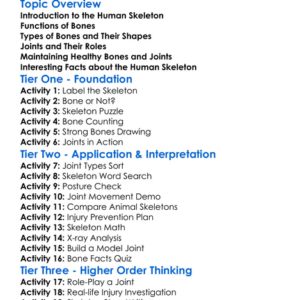 Human Skeleton And Joints Worksheet Activity Booklet