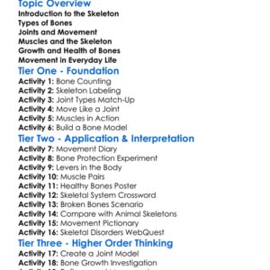 Human Skeleton And Movement Worksheet Activity Booklet